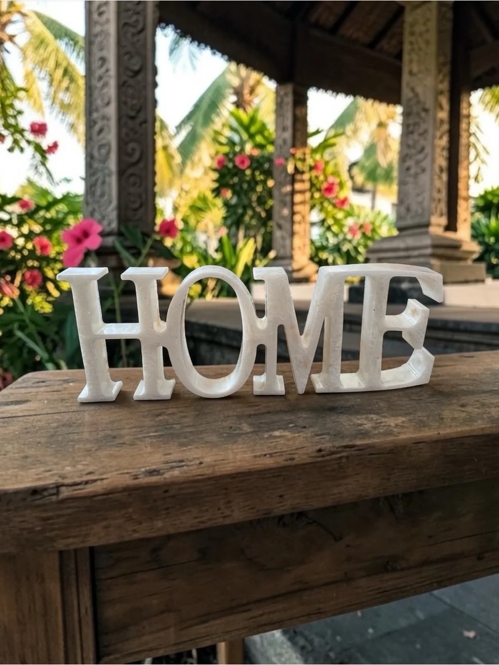 White HOME Decorative Accent Word - Elegant Tabletop Decor